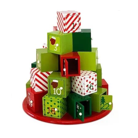 Decoratiune Craciun, Calendar Advent cu 24 sertare, Brad, MDF, 30.5x27 cm, Ego