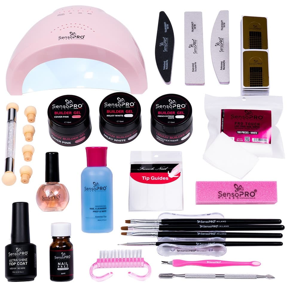 9. Set cadou kit de unghii (cu sau fără lampă UV) pentru o femeie preocupată să aibă mereu manichiura perfectă