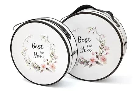 8. Cutie cadou rotundă cu design uni și model floral pentru orice aniversare